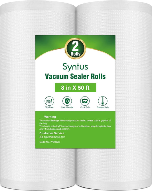 Syntus Food Vacuum Envelope Bag,2 Volume 8 Inch x 50 Feet Commercial Grade Bag Roll,Food Vacuum Bag for Storage,Meal Preparation Or Vacuum